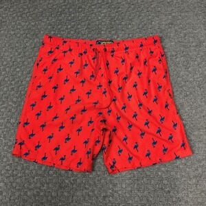 Surf Society Shorts Mens XL Red Flamingo Polka Dot Swim Trunks Lined Tropical